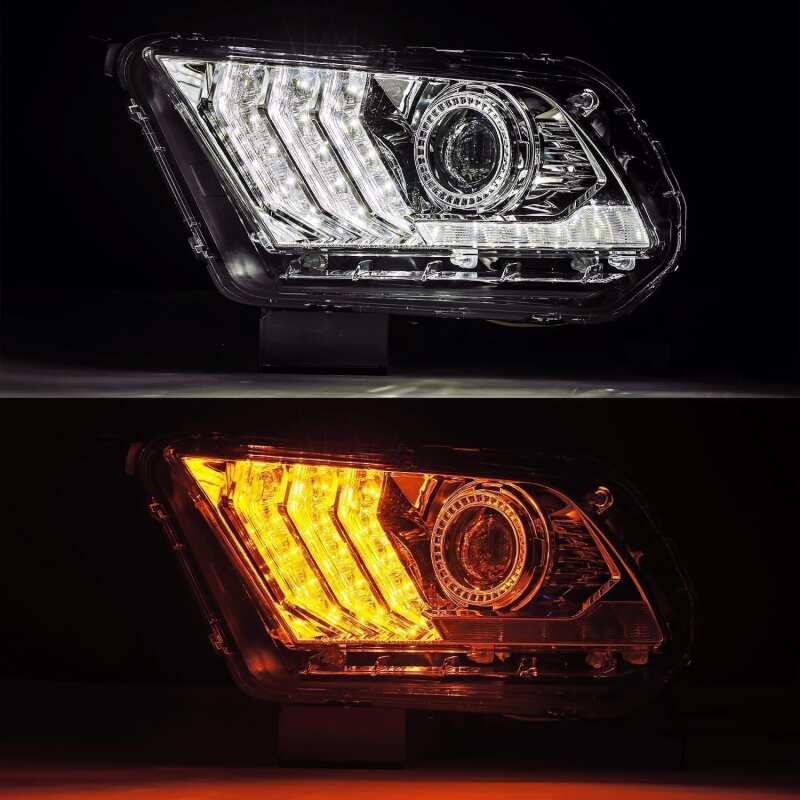 AlphaRex 10-12 Ford Mustang LUXX LED Proj Headlights Plank Style Chrome w/Activ Light/Seq Signal - Image 4
