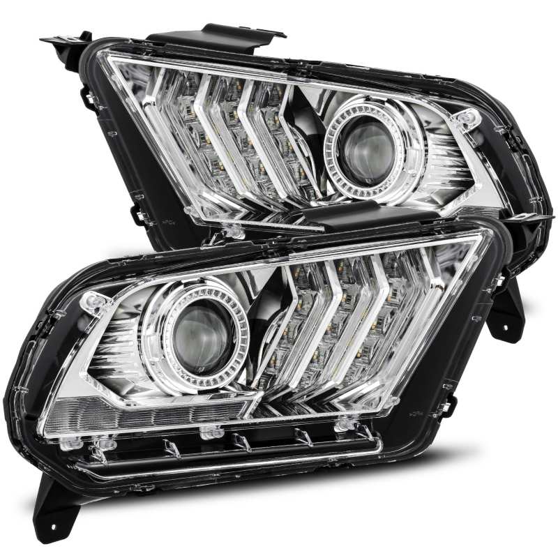 AlphaRex 10-12 Ford Mustang PRO-Series Projector Headlights Plank Style Chrome w/Top/Bottom DRL - Image 2