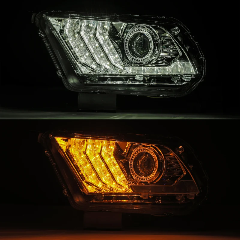 AlphaRex 10-12 Ford Mustang PRO-Series Projector Headlights Plank Style Chrome w/Top/Bottom DRL - Image 3