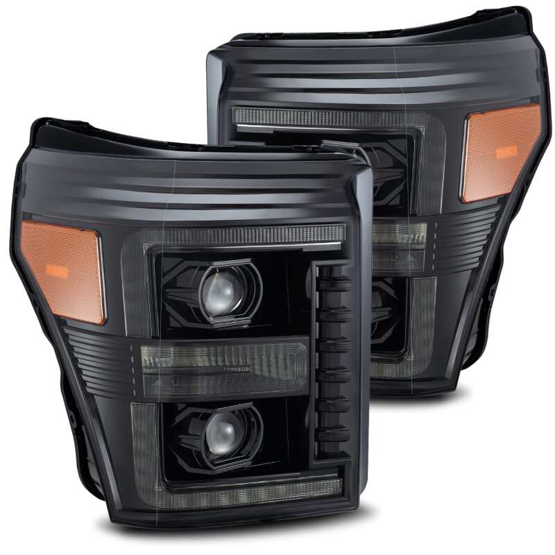 AlphaRex 11-16 Ford F-350 SD LUXX LED Proj Headlights Plank Style Alpha Blk w/Activ Light/Seq Signal - Image 2