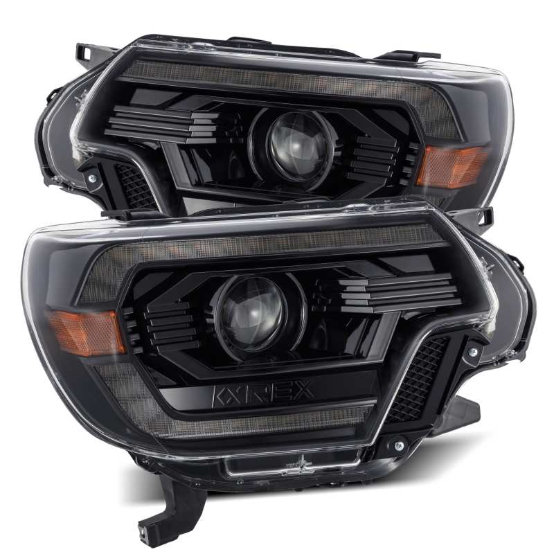 AlphaRex 12-15 Toyota Tacoma LUXX LED Projector Headlights Plank Style Alpha Black w/DRL - Image 4