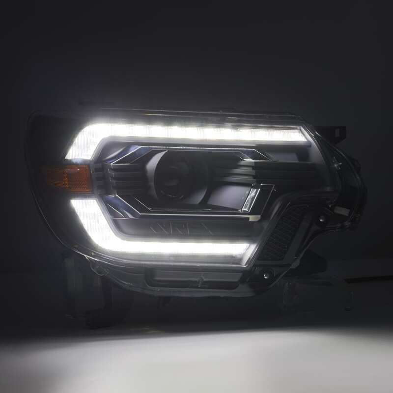 AlphaRex 12-15 Toyota Tacoma LUXX LED Projector Headlights Plank Style Alpha Black w/DRL - Image 5