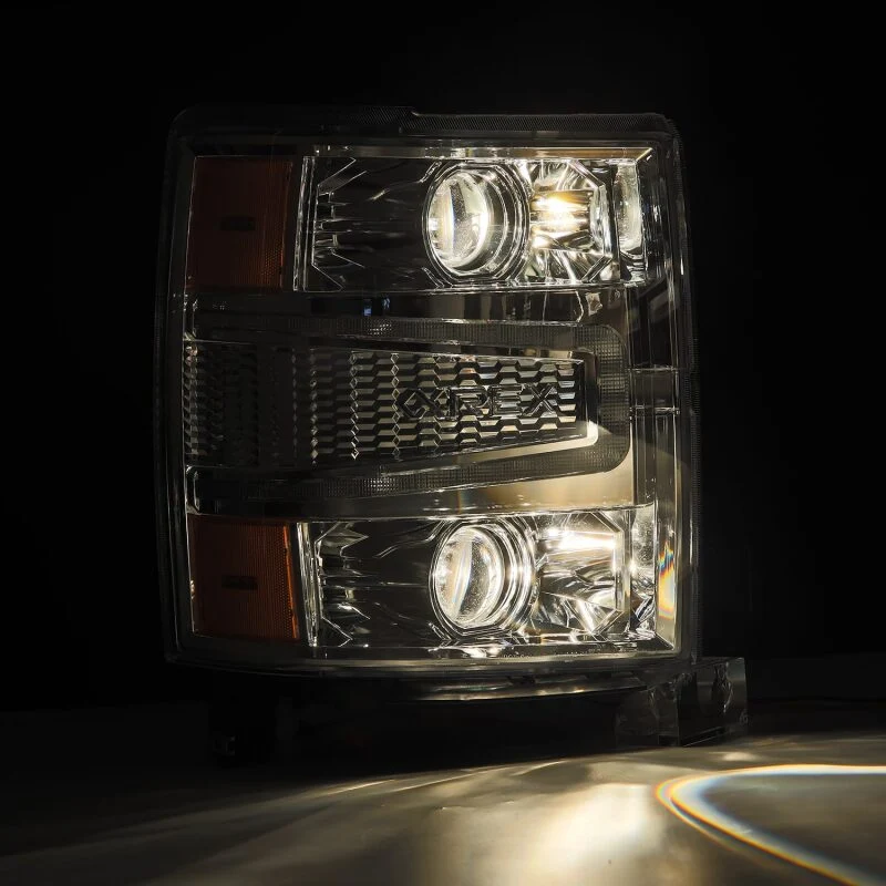 AlphaRex 14-15 Chevy 1500 PRO-Series Projector Headlights Chrome w/Sequential Signal & DRL - Image 6
