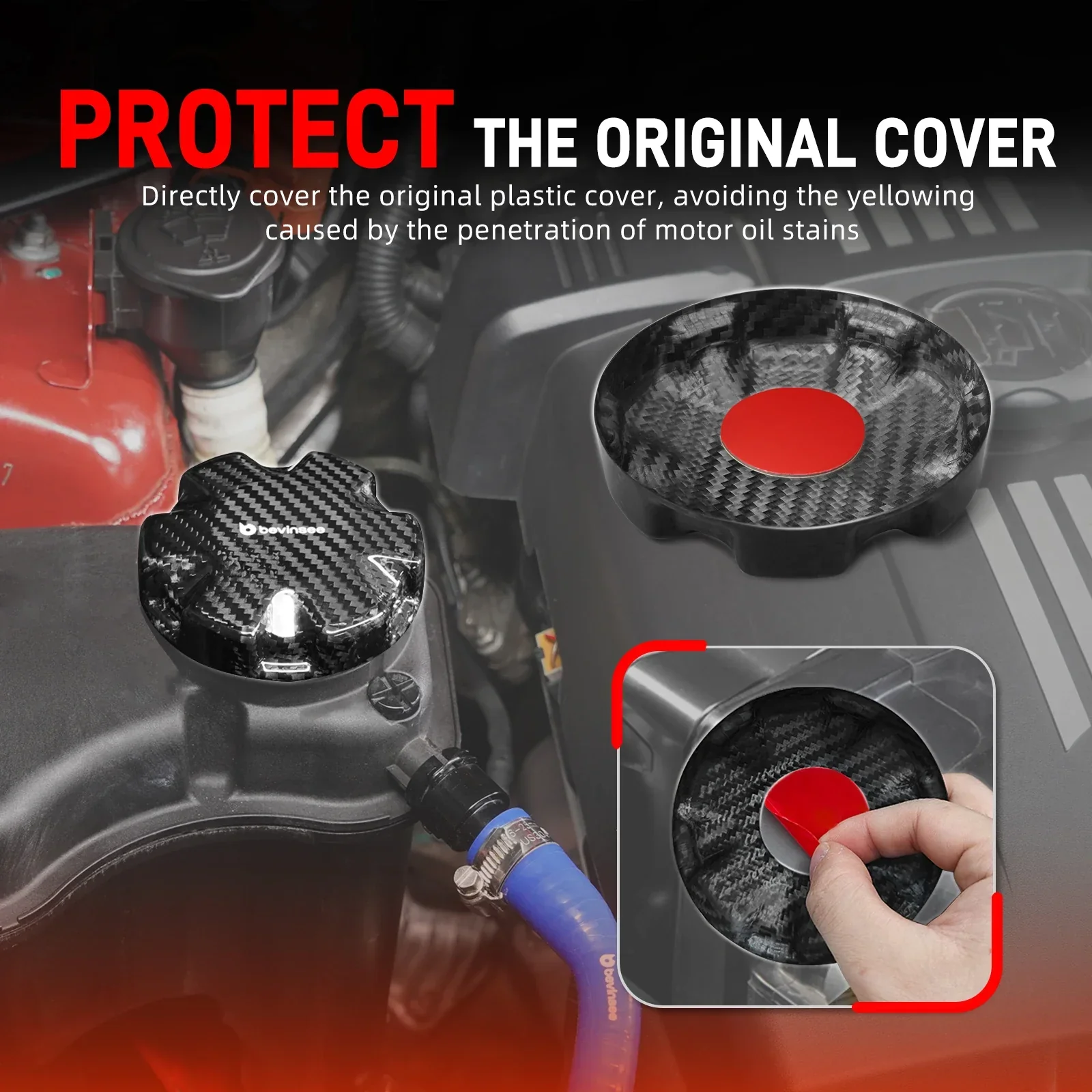 BMW 1 2 3 4 5 6 7 Series / X1 X3 X4 X5 X6 / Z4 Carbon Fiber Coolant Tank Cap Cover 17117639020 2003 - 2020 - Image 2