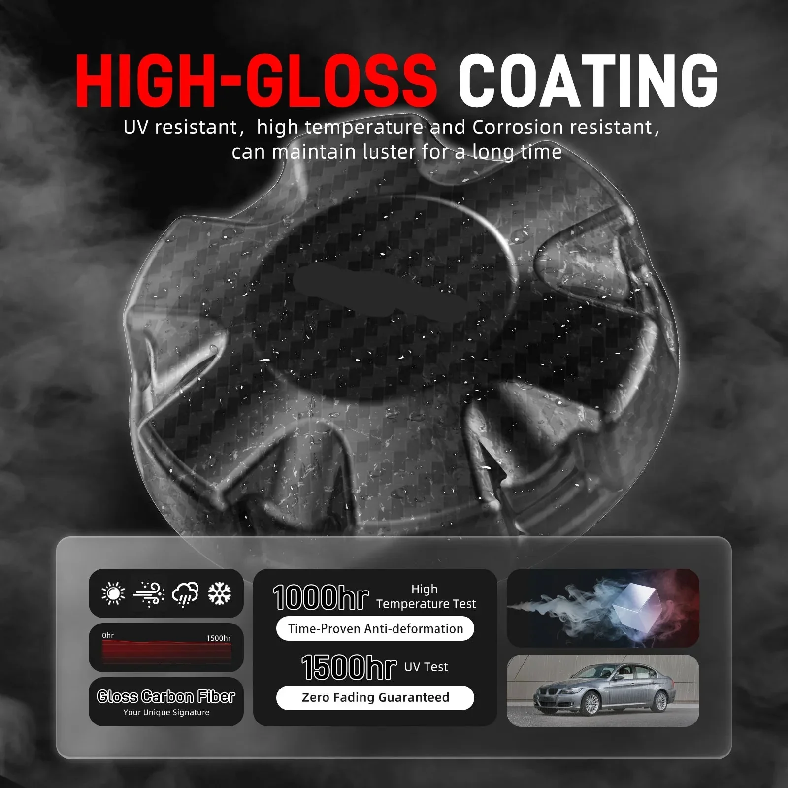 BMW 1 2 3 4 5 6 7 Series / X1 X3 X4 X5 X6 / Z4 Carbon Fiber Coolant Tank Cap Cover 17117639020 2003 - 2020 - Image 4