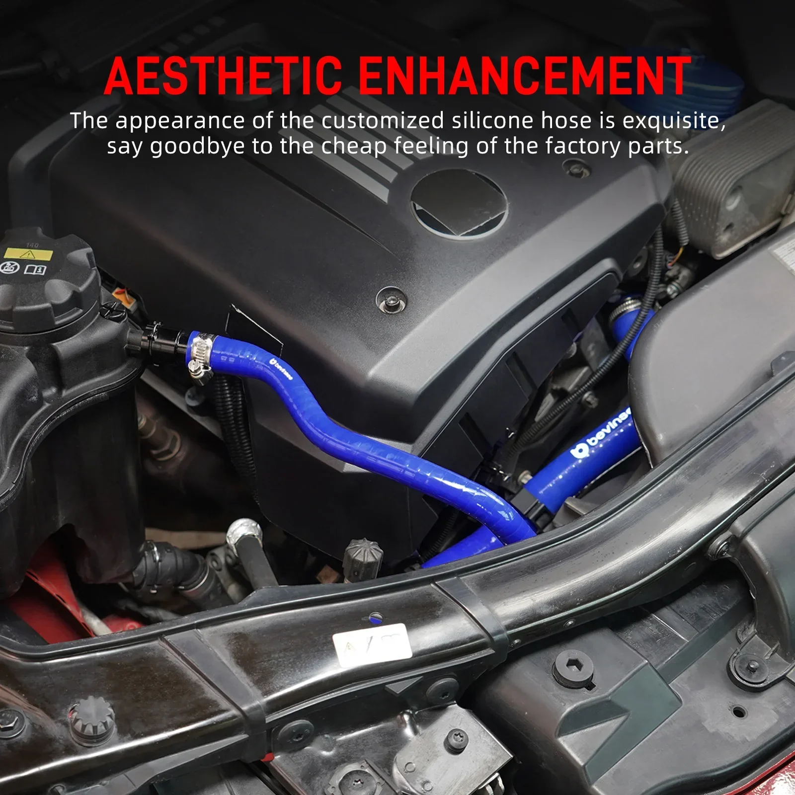 BMW 1 Series E81 E82 E87 E88 / 3 Series E90 E91 E92 E93 / X1 E84 N52 Silicone Coolant Expansion Tank Hose & Aluminum Flange Kit 2005 - 2013 - Image 6