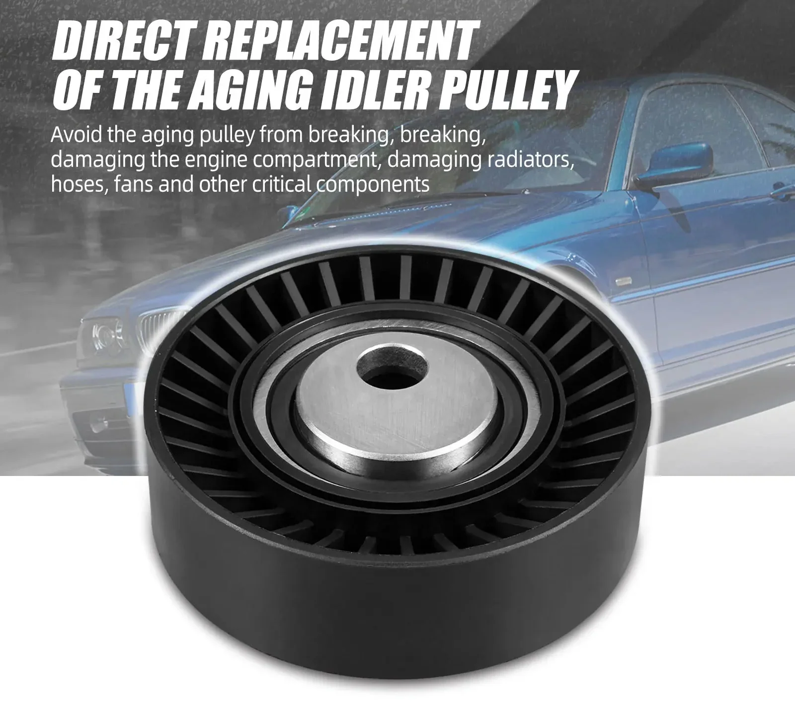 BMW 3 Series E36 E46 / 5 Series E39 / X5 E53 / Z3 Z4 Drive Belt Tensioner Idler Pulley 11287841228 1992 - 2006 - Image 4