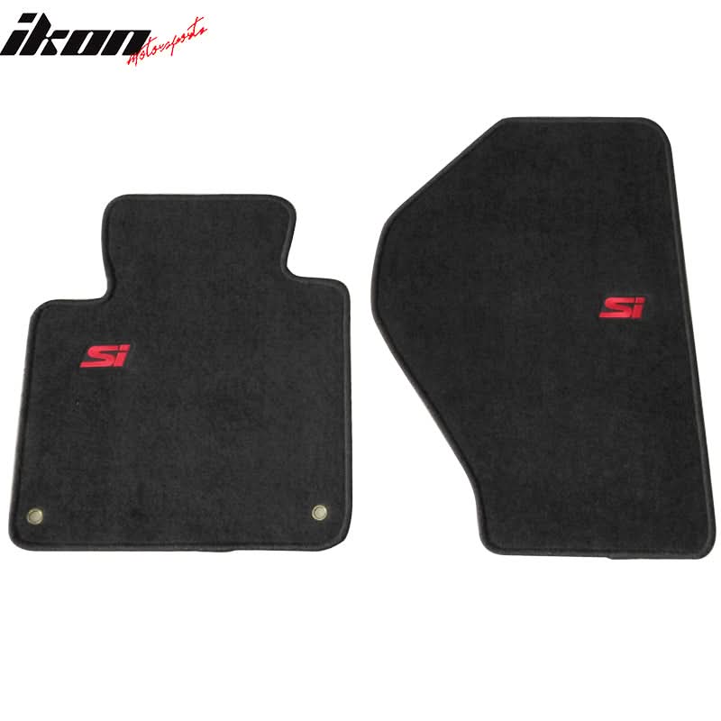 Car Floor Mat for 2000-2009 Honda S2000 Black Red Si Logo 2PC Nylon - Image 2