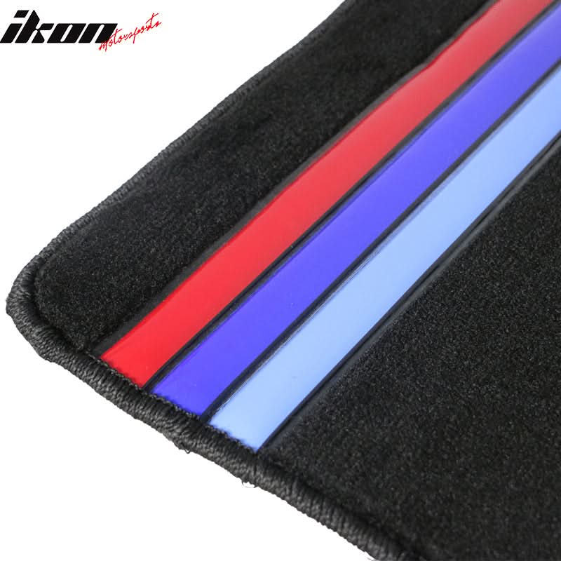 Car Floor Mat for 2005-2010 BMW E60 5 Series Black M Stripe 4PC Nylon - Image 7
