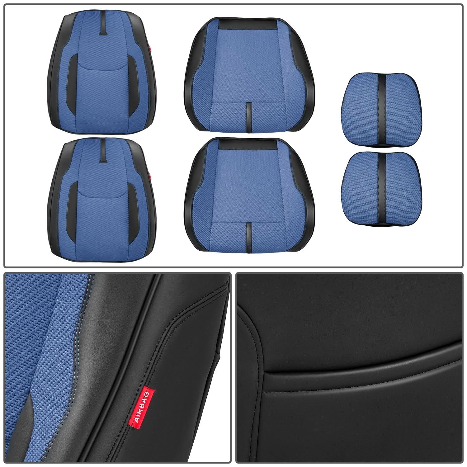 Drive Series Front Row Seat Covers Set - Black/Dark Blue - Image 3