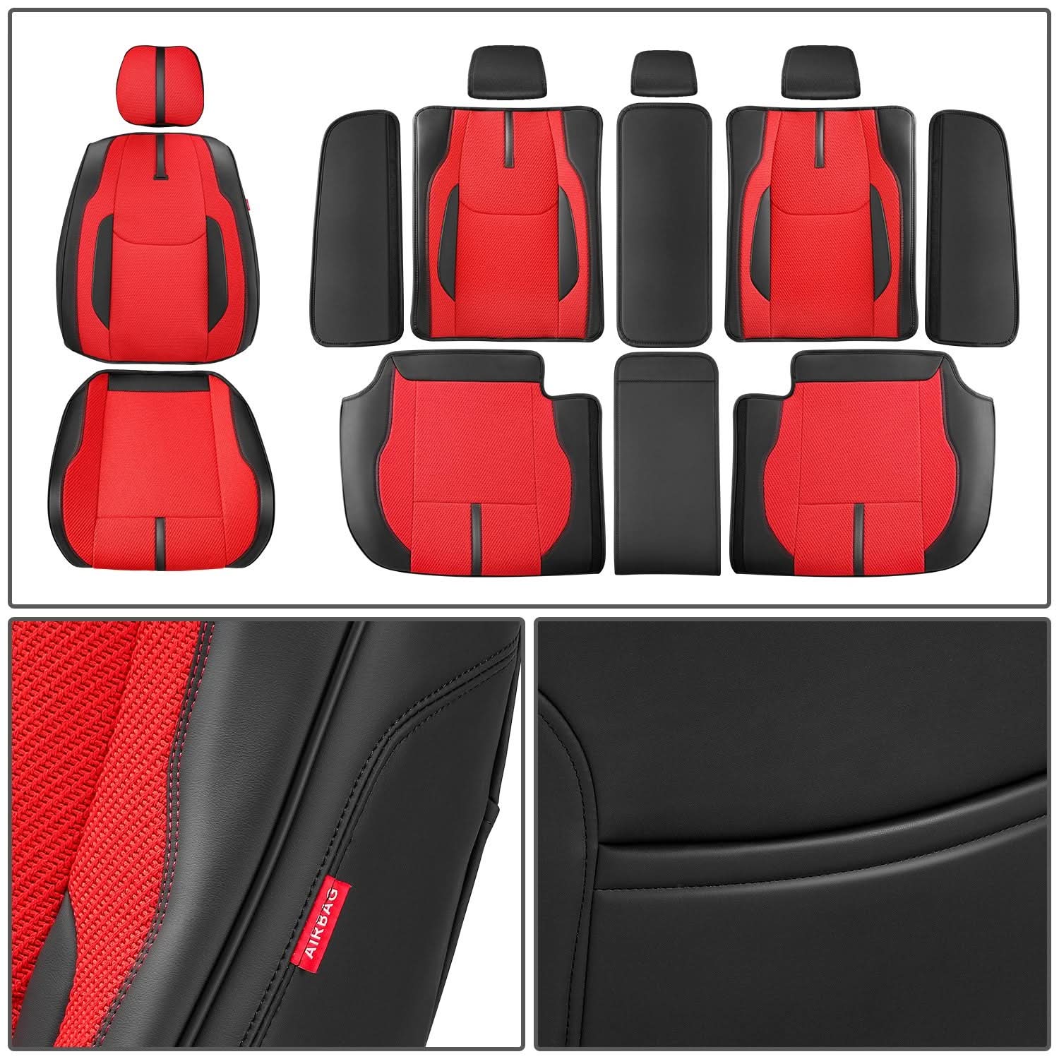 Drive Series Full Set Seat Covers - Black/Red - Image 5