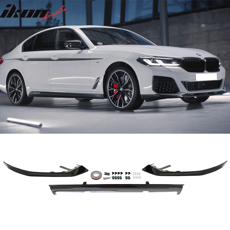Fit 2021-2023 BMW G30 G31 M550i Rear Diffuser+Front Bumper Lip+Side Sk - Image 2