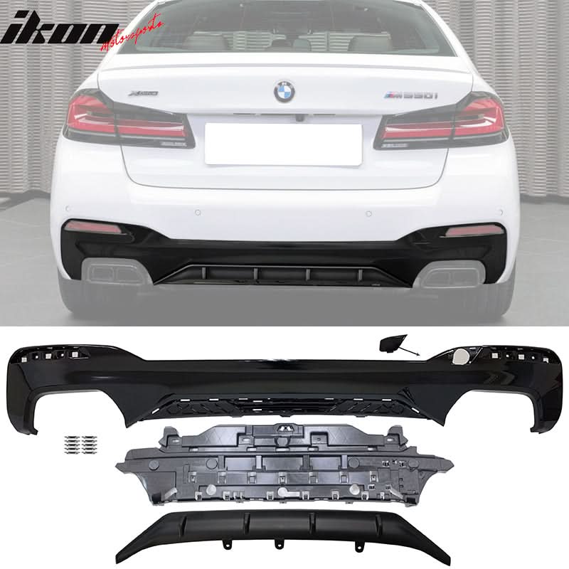 Fit 2021-2023 BMW G30 G31 M550i Rear Diffuser+Front Bumper Lip+Side Sk - Image 3