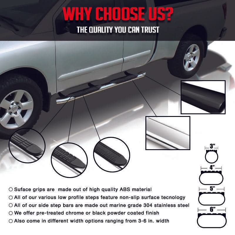 Fits 04-08 Ford F150 Super Cab 4in Black Oval Curved Running Boards - Image 5