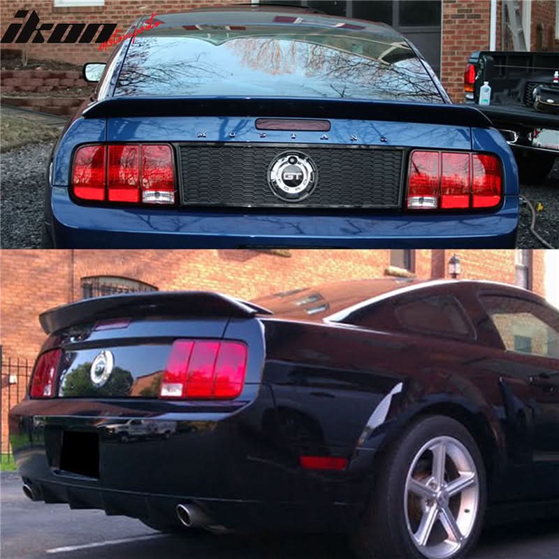Fits 05-09 Ford Mustang Rear Window Louver + Trunk Spoiler Matte Black - Image 5