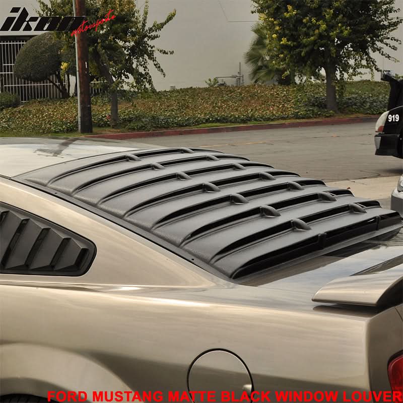 Fits 05-09 Ford Mustang Rear Window Louver + Trunk Spoiler Matte Black - Image 6