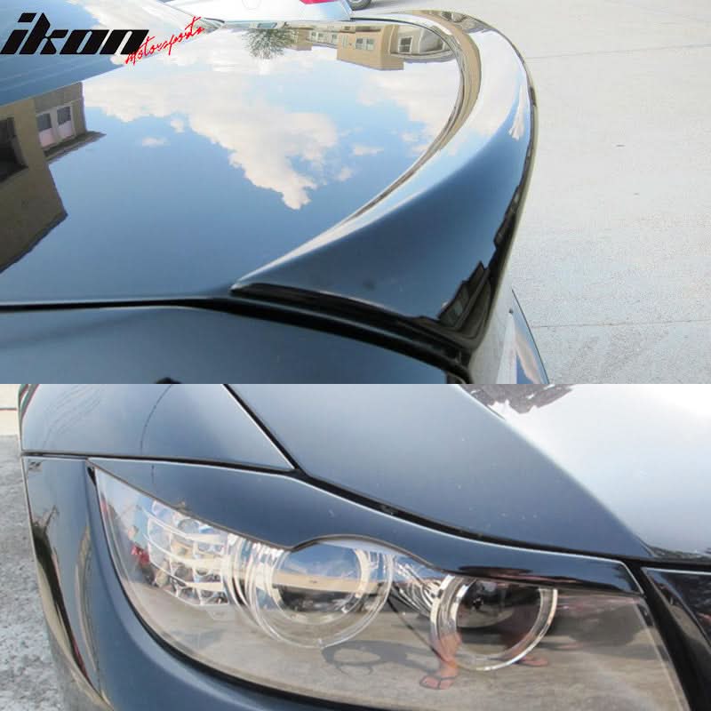 Fits 05-11 BMW E90 OE Trunk Spoiler & Headlight Eyelid Covers - Image 2