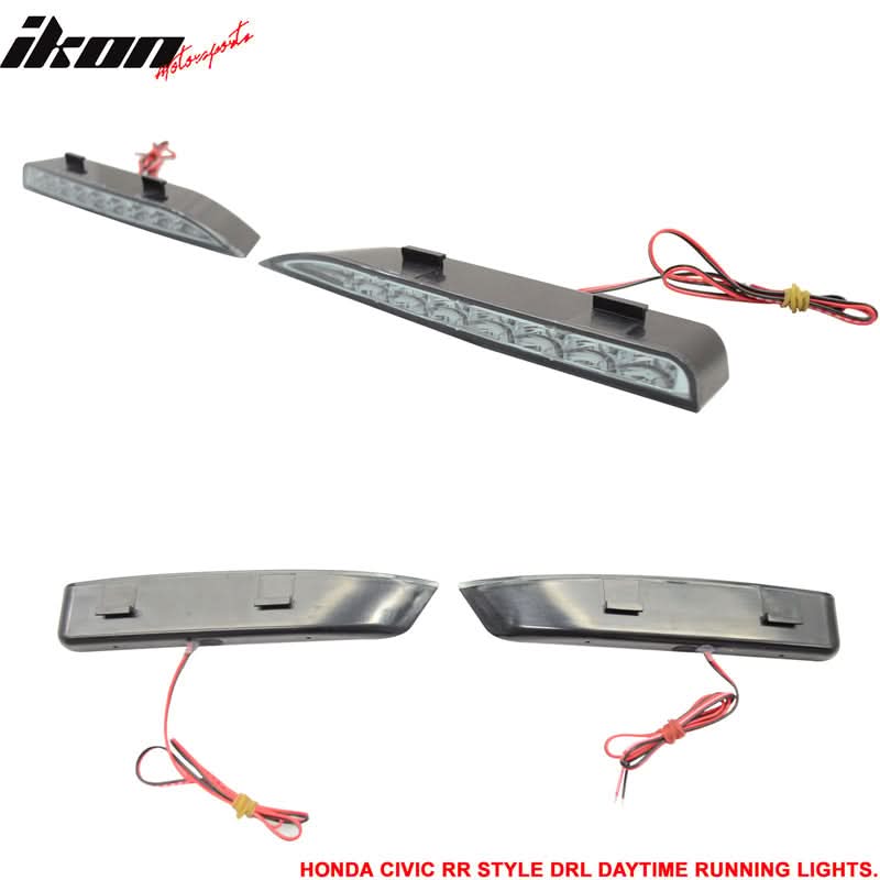 Fits 06-11 Civic Mugen RR Front Bumper + Bumper Lip Spoiler + LED DRL - Image 4