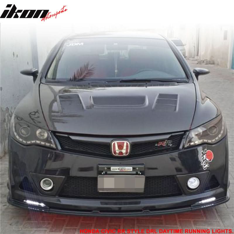 Fits 06-11 Civic Mugen RR Front Bumper + Bumper Lip Spoiler + LED DRL - Image 5