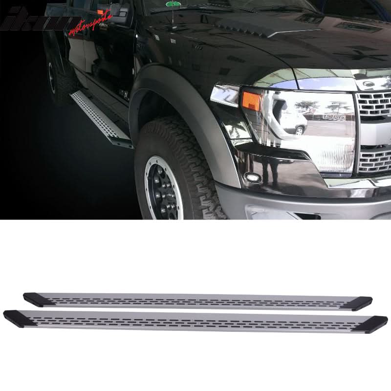 Fits 07-14 GMC Sierra 1500 Double Cab Gray Running Board+Brackets - Image 2