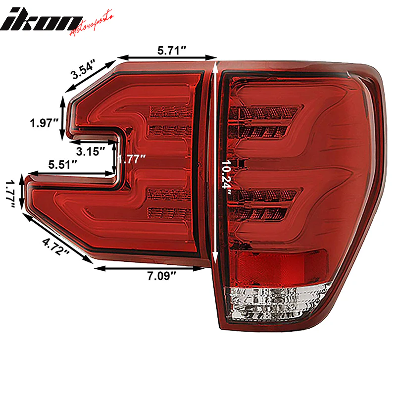 Fits 09-14 Ford F150 Sequential LED Tail Lights Red Lens Clear Housing - Image 2