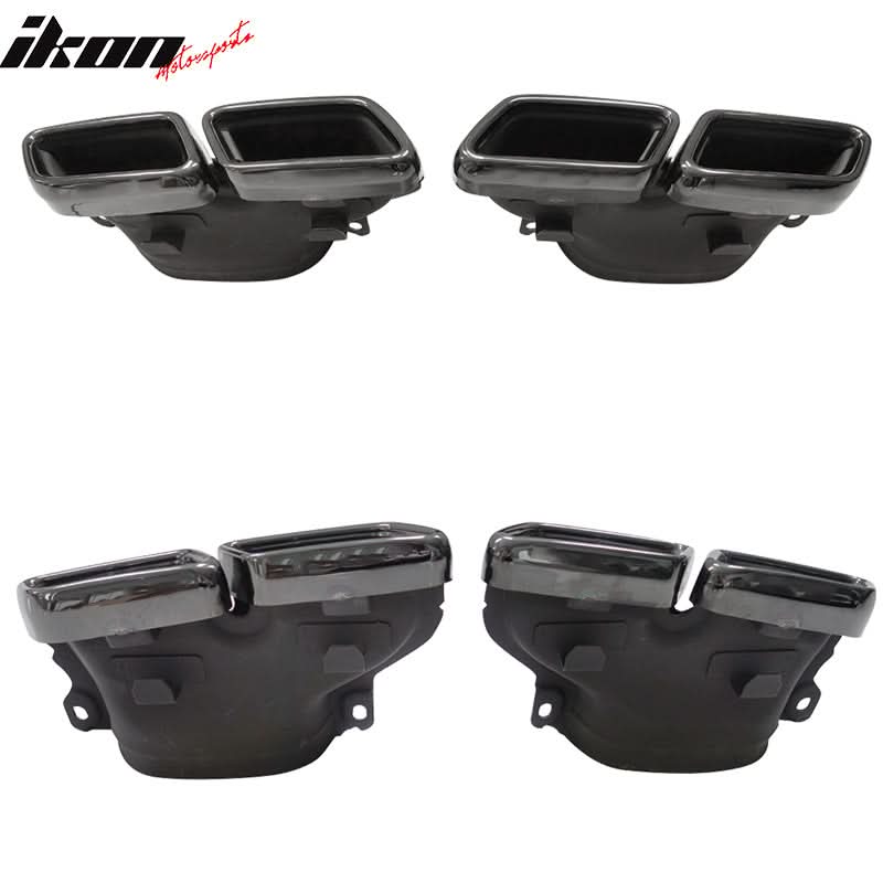Fits 15-18 Benz GLE GLS SL W213 C-Class Exhaust Tips Black Chrome Pair - Image 3