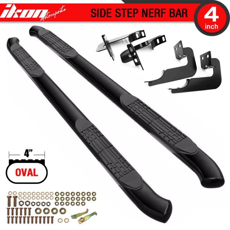 Fits 15-22 F150 Super Cab 4in Oval Black Curved Running Boards - Image 2