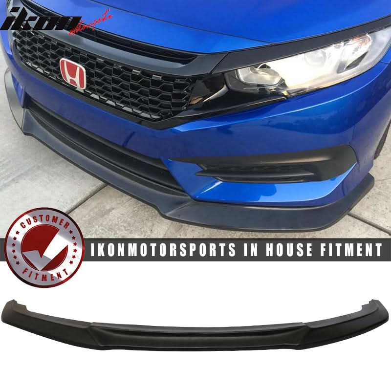 Fits 16-18 Honda Civic Coupe Sedan GT Front Lip & Gloss Mesh Grille - Image 8