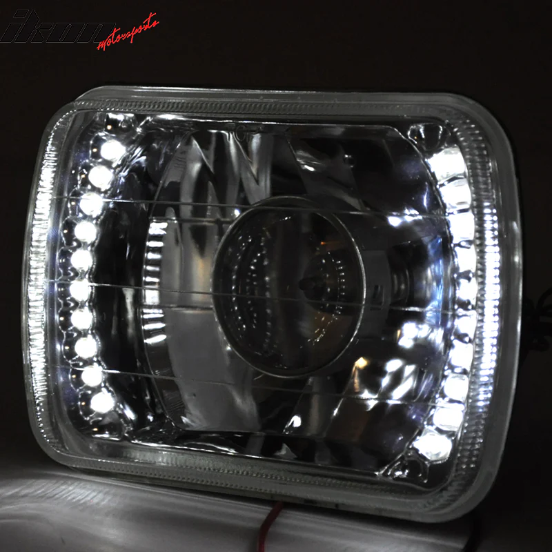 Fits 7" X 6" H4 Bulbs Crystal Clear LED Projector Headlights Headlamps - Image 3