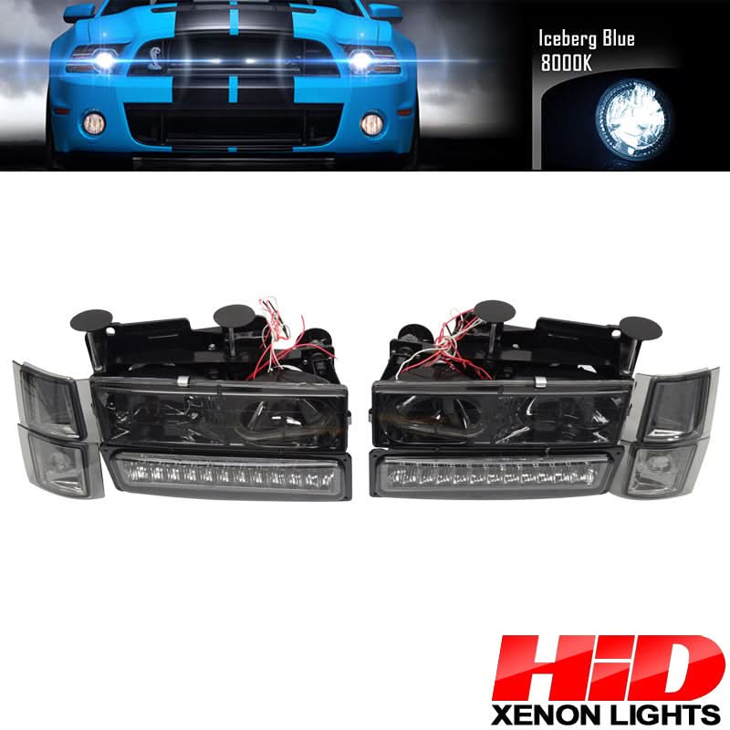 Fits 92-94 Blazer Smoked Lens Headlights Corner LED Bumper Light 8Pc - Image 2