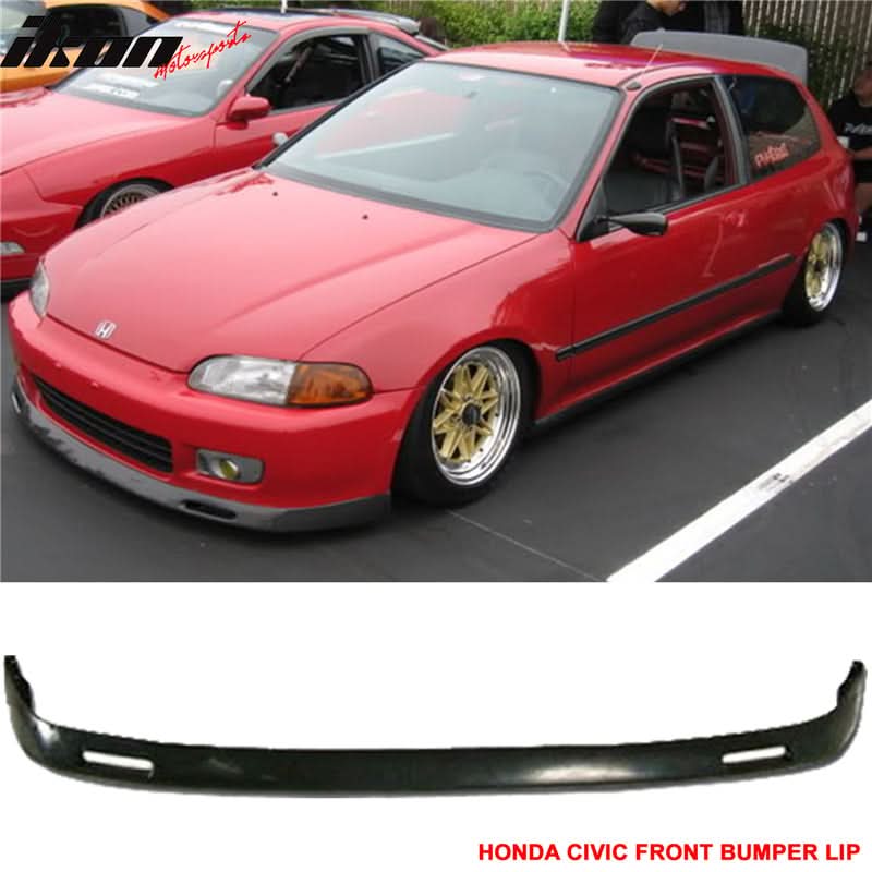Fits 92-95 Civic 3Door BYS PU Front Bumper Lip Spoiler + Roof Spoiler - Image 4