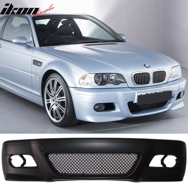 Fits 99-06 E46 2Dr M3 PP Front Bumper + Fog Light Cover + Fog Lamp - Image 2