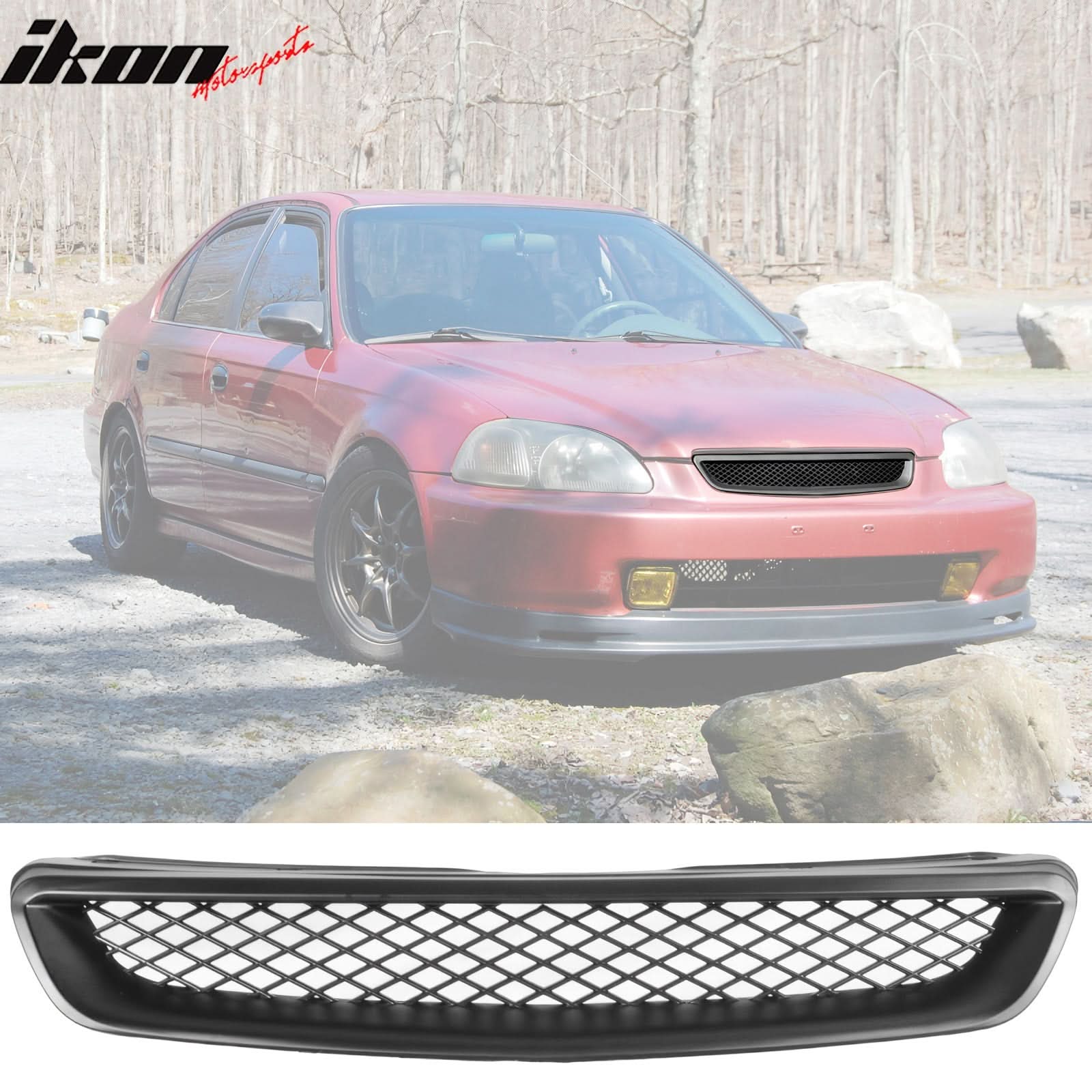 Fits Civic 96-98 Front + Rear Bumper Lip + Front + Sun Window Visor - Image 4