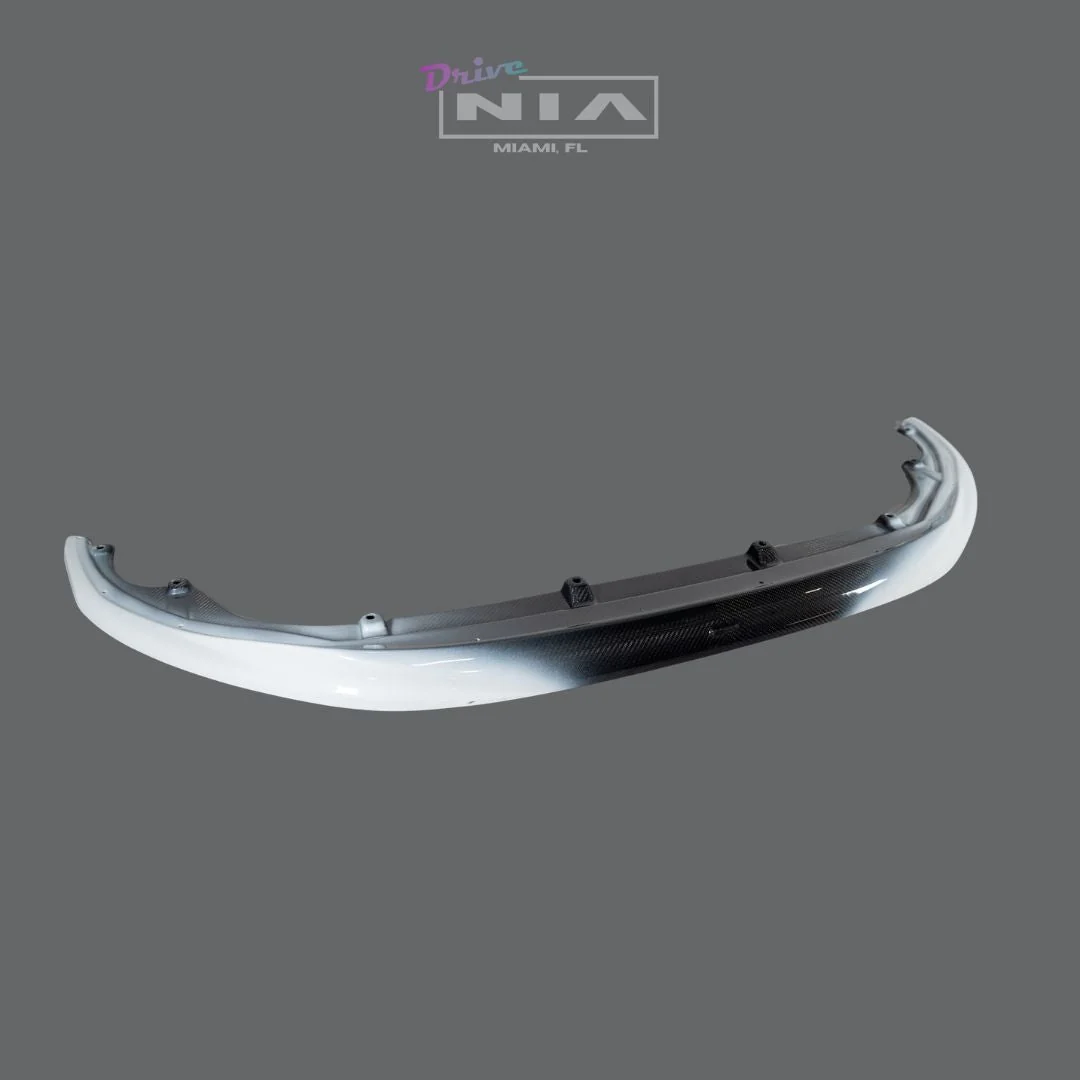 Lexus LC 500 NIA Front Splitter 2018-2026 Without Fins in Carbon Fiber and Ultra White Offsets - Image 3