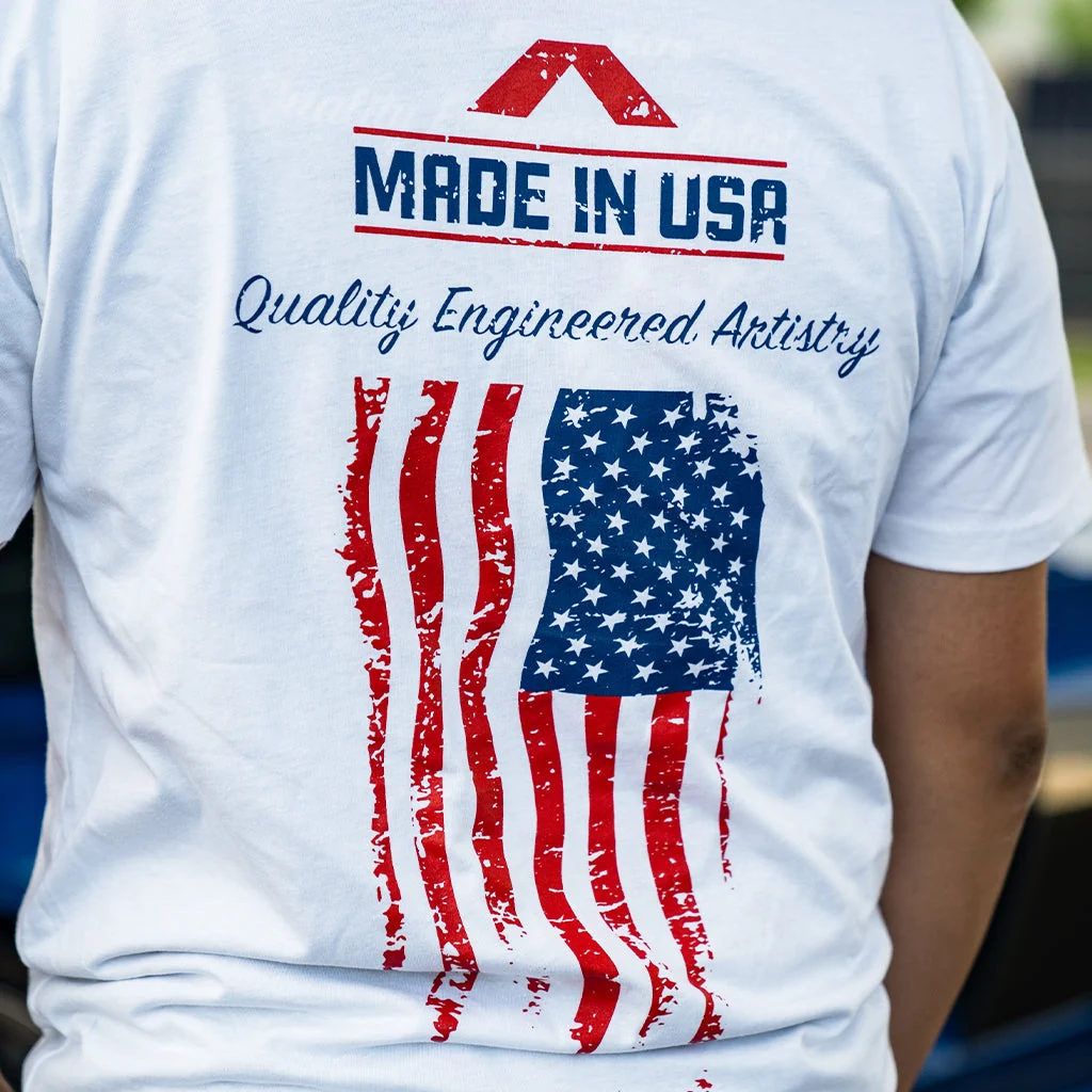 Made In USA T-Shirt (White) by NIA Auto Design
