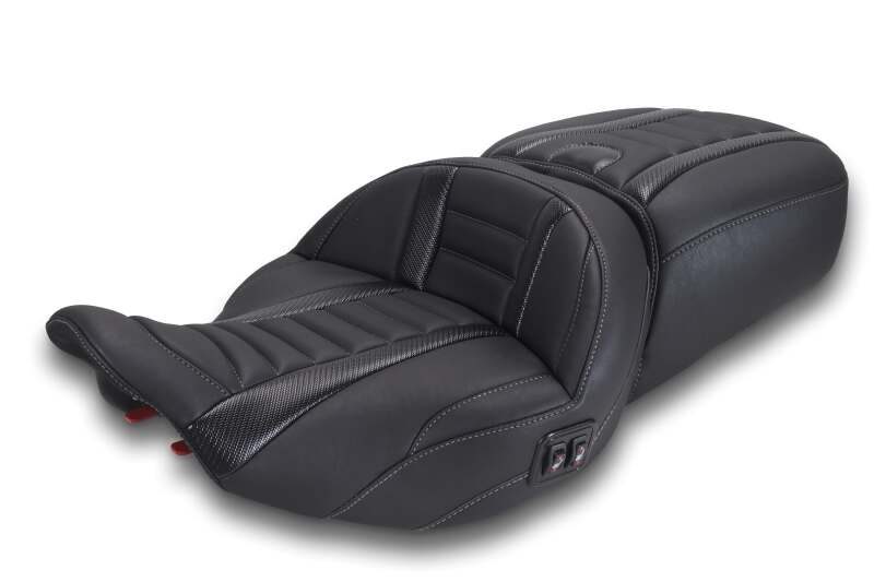 Mustang 23-26 Harley CVO Road Glide, Street Glide, Heated ST Deluxe 1pc 2Up Blk w/Gun Metal Thread