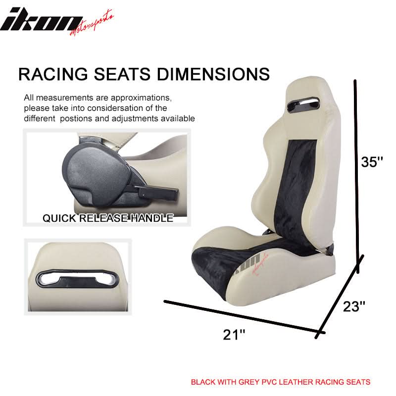One Pair of Racing Seats Black Gray w/ Slider - Image 2