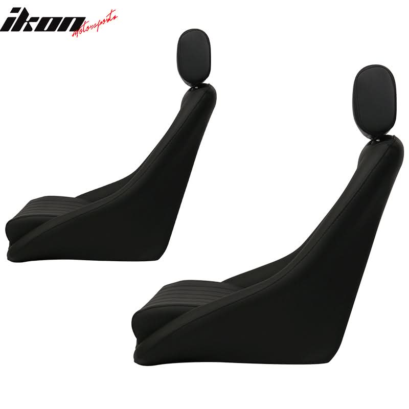 Pair Classic Bucket Single Seat With Slidersin Black Faux Leather PU - Image 3