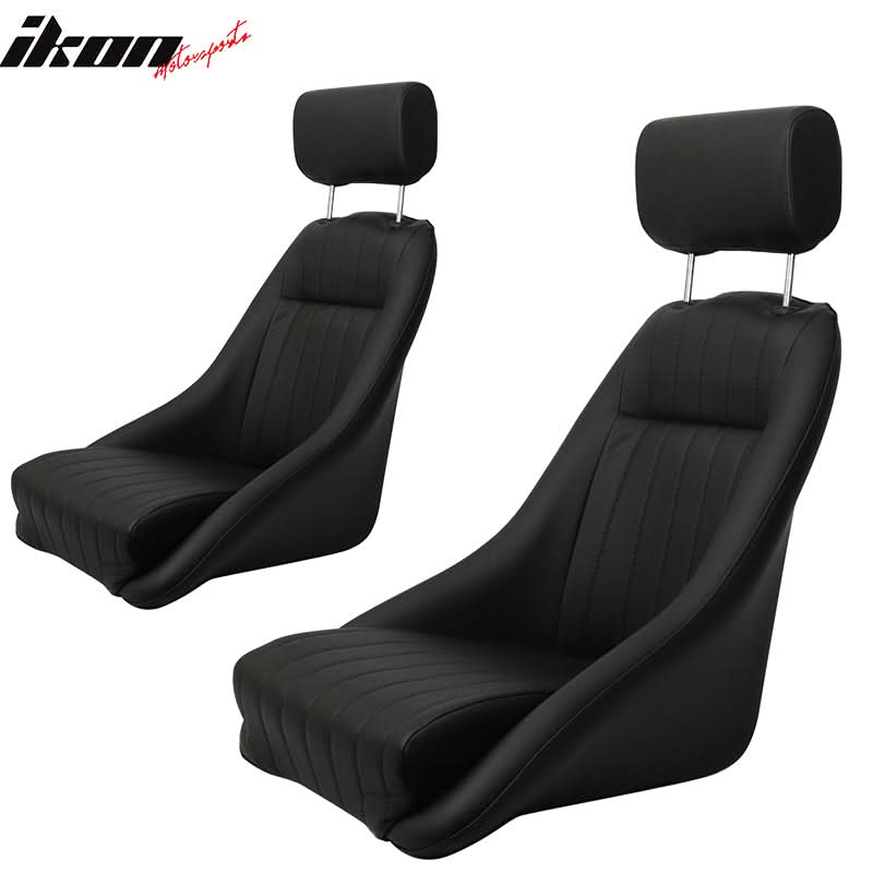 Pair Classic Bucket Single Seat With Slidersin Black Faux Leather PU - Image 4