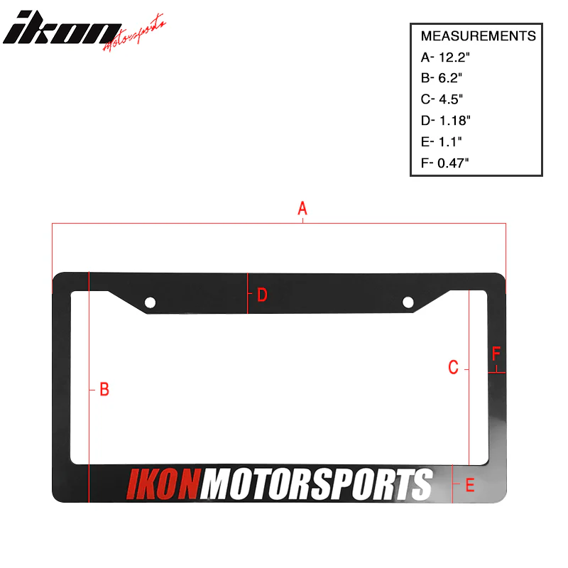 Pair License Plate Frame Holder Bracket IKON MOTORSPORTS + Screw Cap - Image 4