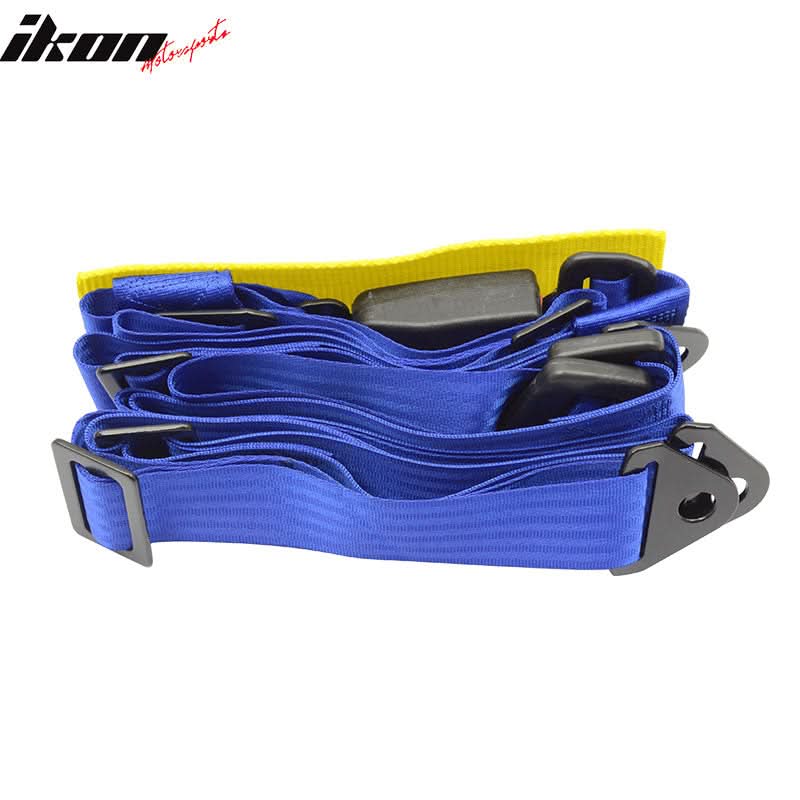 Pair Of Blue 4 Point Racing Seat Belts Shoulder Strap Harness - Image 2