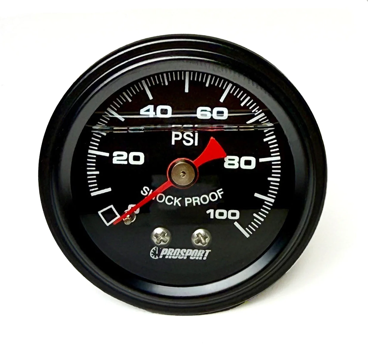 Prosport Liquid Filled Mechanical 0-100 PSI Oil or Fuel Pressure Gauge - Image 2