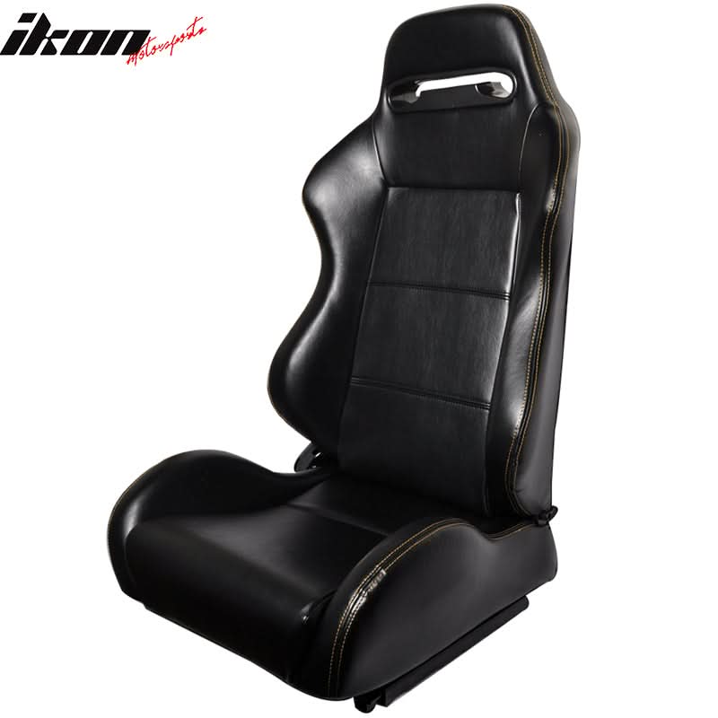 PVC BLK JDM Racing Seats Yellow Stitch Fits Honda(Pair) - Image 2