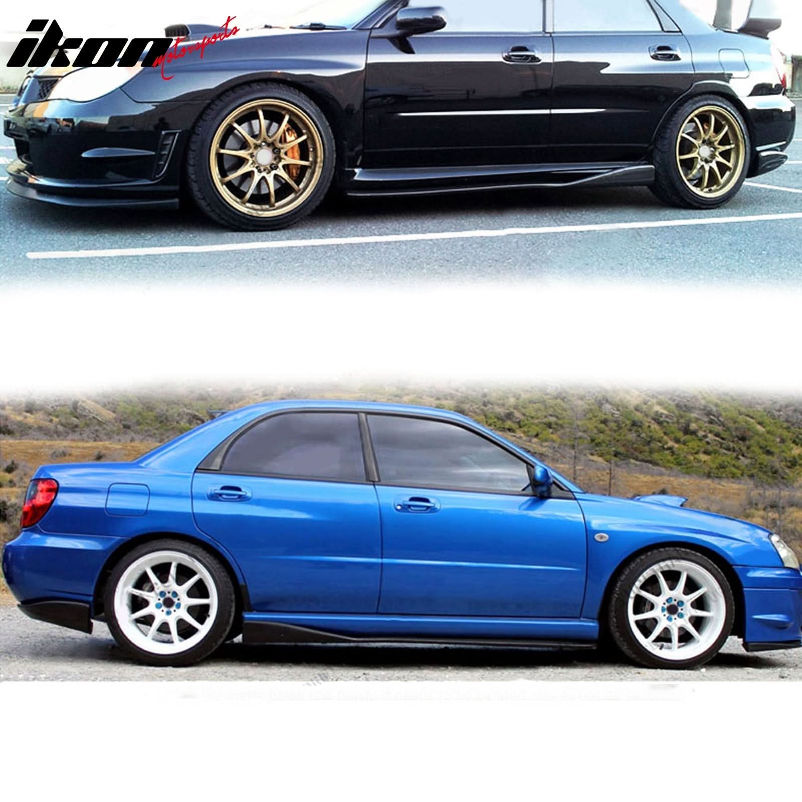 Side Skirts 70" x 5" CS Style PU Unpainted BlackÂ Rocker Panel Splitter - Image 2