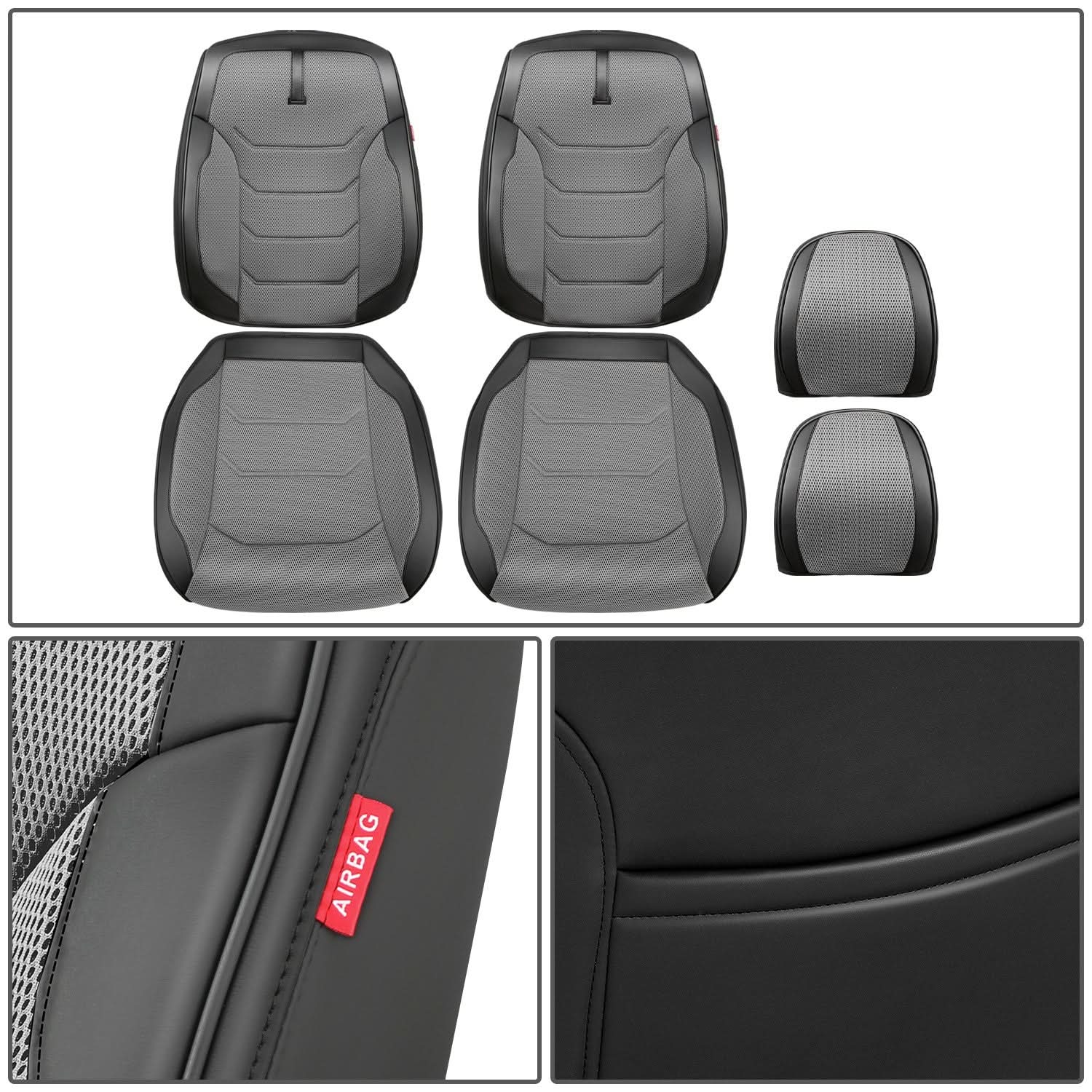 Sport Series Front Row Seat Cover Set - Grey - Image 3