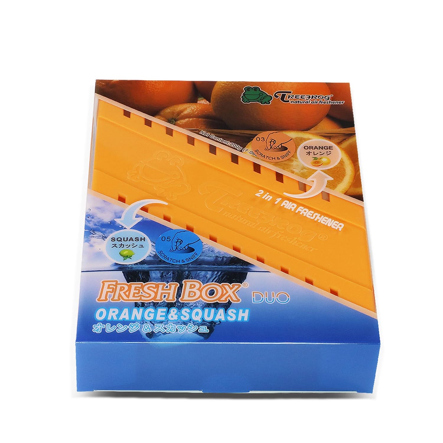 Tree Frog 2-in-1 Fresh Box Duo Air Freshener - 200g Gel Lemon/Orange - Image 3