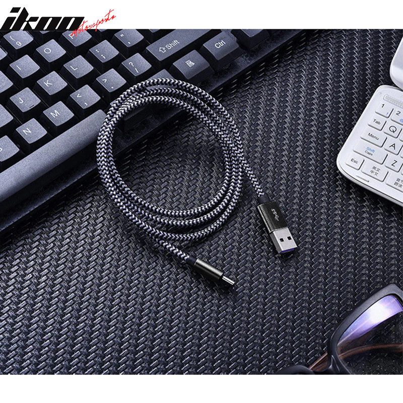 Type C USB Charge Cable Fast Charging Data Sync Cable Nylon 6Ft 2Pcs - Image 4