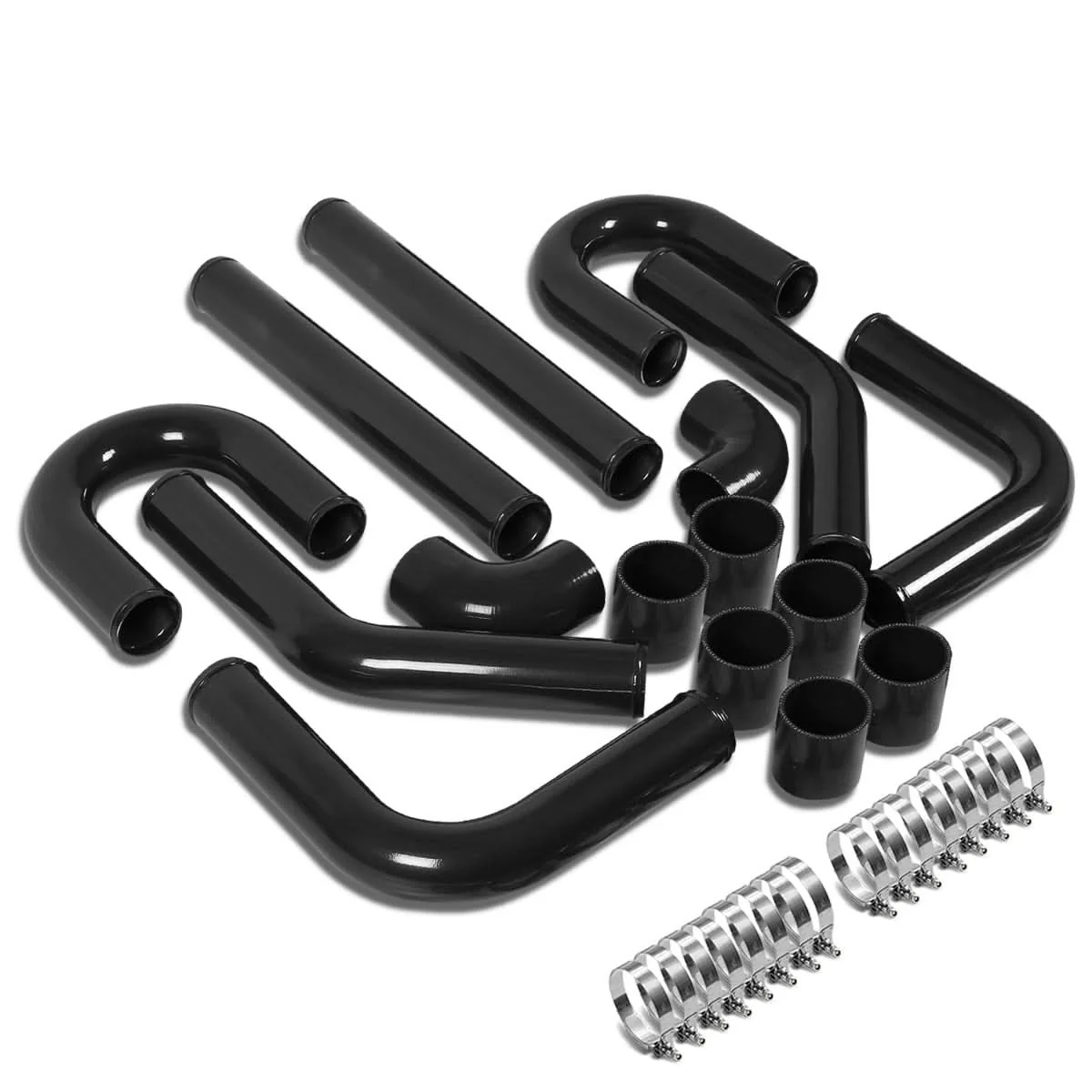 Universal 2.75" Aluminum Intercooler Piping Kit - 8PC w/ Clamps - Image 2