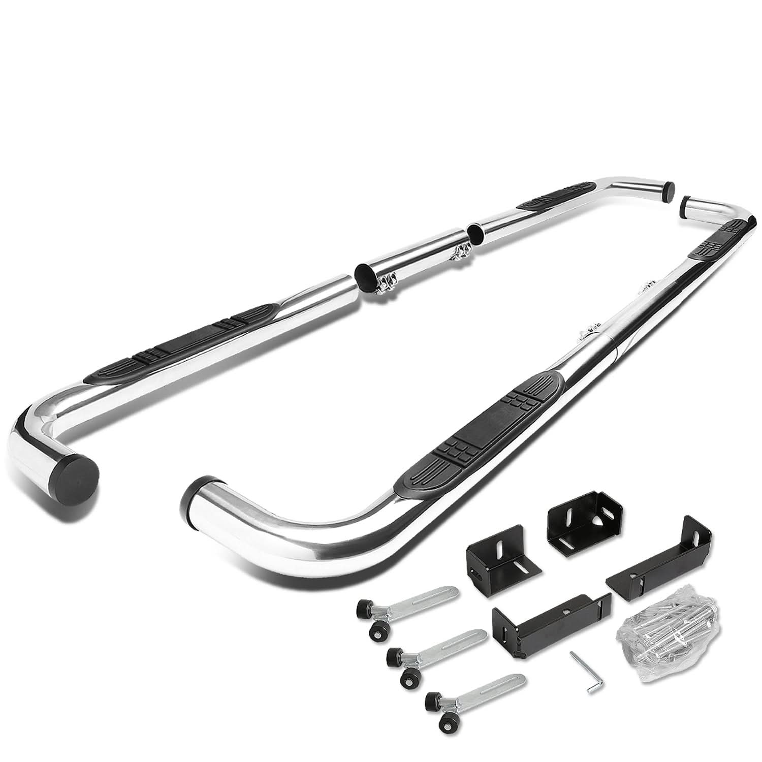 Universal 3 Inch Round 90 Degree Nerf Bar Step Bar Silver - Image 3
