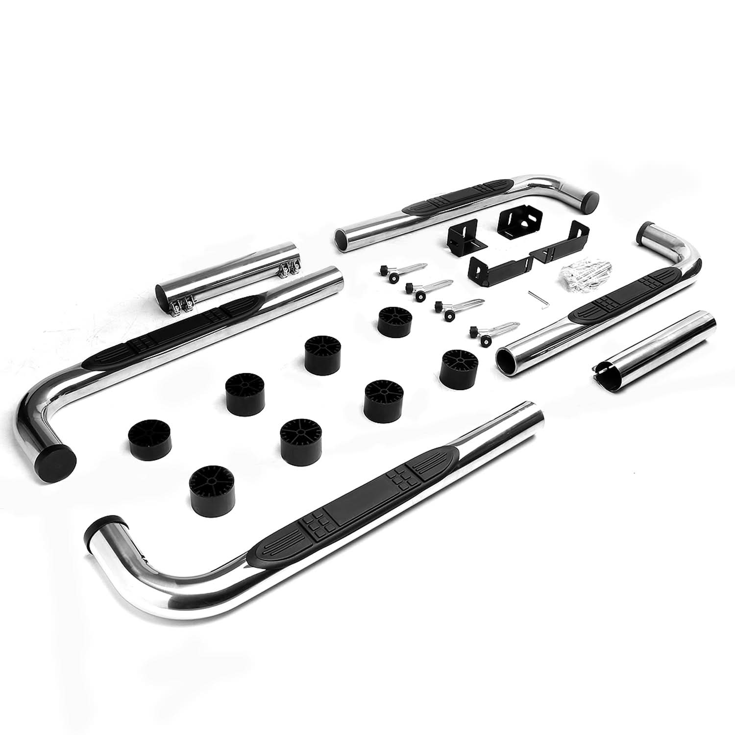 Universal 3 Inch Round 90 Degree Nerf Bar Step Bar Silver - Image 7